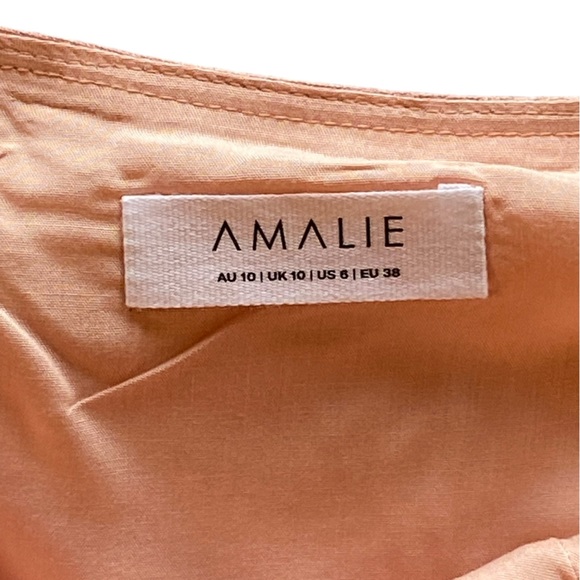 Stunning Amalie 100% Linen Peach Bow One-Shoulder Dress Size 6 Great Condition! - Picture 5 of 12